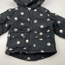 Load image into Gallery viewer, Girls H&amp;T, black &amp; gold spot lightweight jacket, FUC, size 2,  
