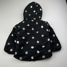 Load image into Gallery viewer, Girls H&amp;T, black &amp; gold spot lightweight jacket, FUC, size 2,  