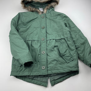Girls H&T, khaki hooded jacket / coat, EUC, size 6,  