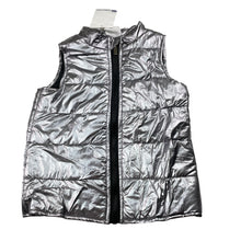 Load image into Gallery viewer, Girls B Collection, metallic silver puffer vest / jacket, NEW, size 4,  