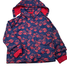 Load image into Gallery viewer, Boys Lily &amp; Dan, fleece lined waterproof jacket / coat, diggers, GUC, size 5,  