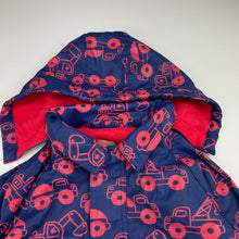 Load image into Gallery viewer, Boys Lily &amp; Dan, fleece lined waterproof jacket / coat, diggers, GUC, size 5,  