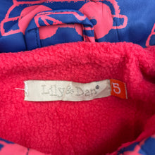 Load image into Gallery viewer, Boys Lily &amp; Dan, fleece lined waterproof jacket / coat, diggers, GUC, size 5,  