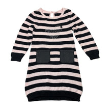 Load image into Gallery viewer, Girls Petit Lem, striped knit cotton long sleeve dress, FUC, size 2, L: 50cm