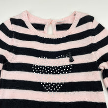 Load image into Gallery viewer, Girls Petit Lem, striped knit cotton long sleeve dress, FUC, size 2, L: 50cm