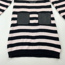 Load image into Gallery viewer, Girls Petit Lem, striped knit cotton long sleeve dress, FUC, size 2, L: 50cm
