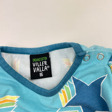 Load image into Gallery viewer, Unisex VILLERVALLA, organic cotton blend bodysuit / romper, wash fade, GUC, size 1-2,  