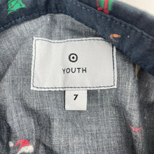 Load image into Gallery viewer, Boys Target, navy cotton Christmas short sleeve shirt, NEW, size 7,  
