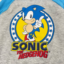 Load image into Gallery viewer, Boys SEGA, SONIC THE HEDGEHOG fleece lined hoodie sweater, pilling on cuffs, FUC, size 7-8,  
