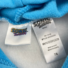 Load image into Gallery viewer, Boys SEGA, SONIC THE HEDGEHOG fleece lined hoodie sweater, pilling on cuffs, FUC, size 7-8,  