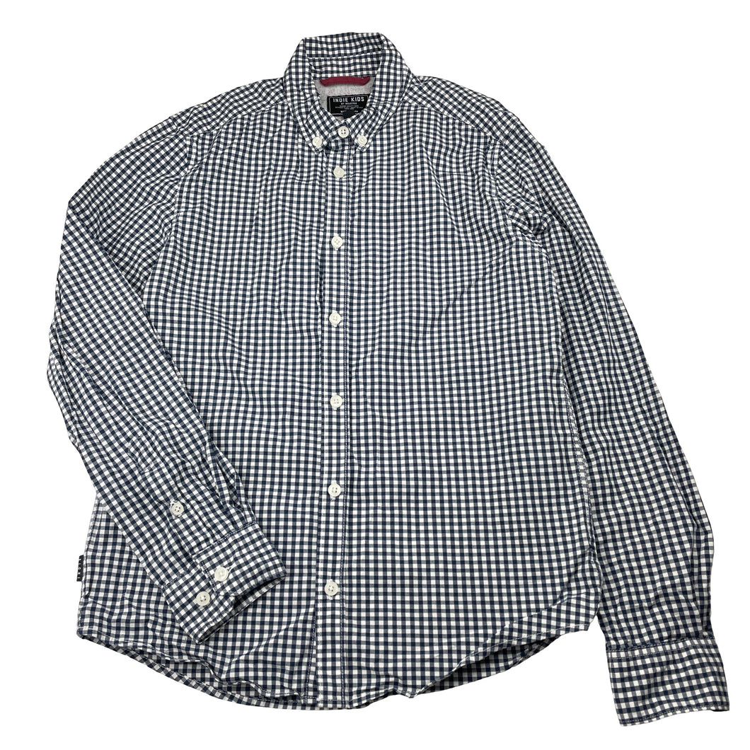 Boys Indie, navy check lightweight long sleeve shirt, EUC, size 10,  