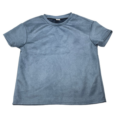 Girls SHEIN, blue velour short sleeve top, EUC, size 6,  