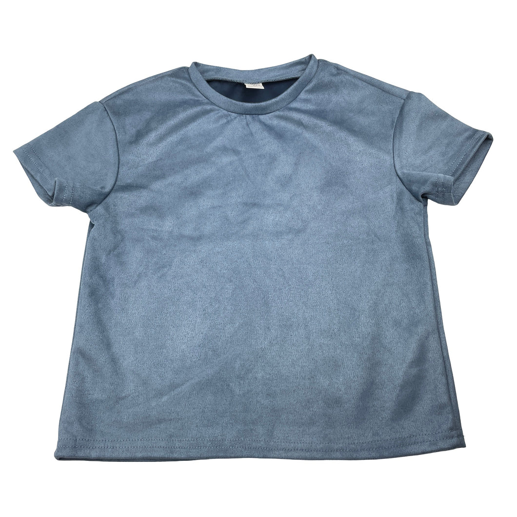 Girls SHEIN, blue velour short sleeve top, EUC, size 6,  