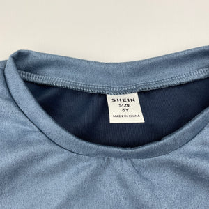 Girls SHEIN, blue velour short sleeve top, EUC, size 6,  