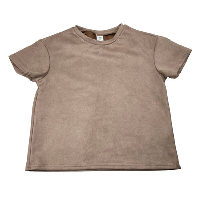 Girls SHEIN, brown velour short sleeve top, EUC, size 6,  