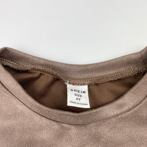 Girls SHEIN, brown velour short sleeve top, EUC, size 6,  