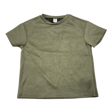 Girls SHEIN, khaki velour short sleeve top, EUC, size 6,  