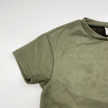 Load image into Gallery viewer, Girls SHEIN, khaki velour short sleeve top, EUC, size 6,  