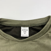 Load image into Gallery viewer, Girls SHEIN, khaki velour short sleeve top, EUC, size 6,  