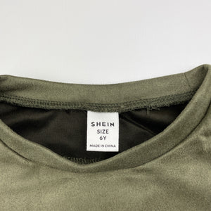 Girls SHEIN, khaki velour short sleeve top, EUC, size 6,  