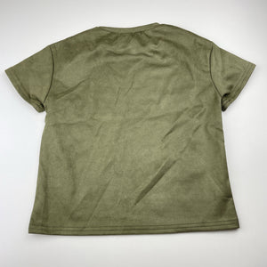 Girls SHEIN, khaki velour short sleeve top, EUC, size 6,  