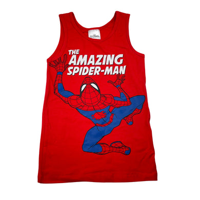 Boys Marvel, Spiderman stretchy singlet top, EUC, size 6-8,  