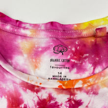 Load image into Gallery viewer, Girls Favourites, tie dyed organic cotton tee / top, EUC, size 14,  