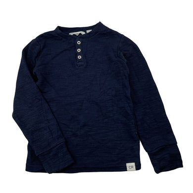 Boys Country Road, navy organic cotton blend long sleeve henley top, GUC, size 6,  