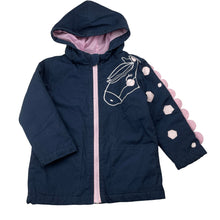 Load image into Gallery viewer, Girls Anko, navy hooded jacket / coat, horse, GUC, size 4,  