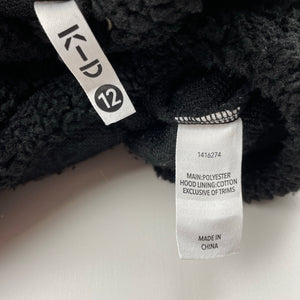 Unisex KID, thick black fleece hoodie sweater, GUC, size 12,  