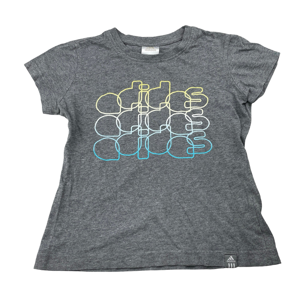 Girls Adidas, grey marle cotton tee / top, GUC, size 8,  