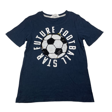 Unisex H&M, flip sequin cotton tee / top, soccer, GUC, size 7-8,  