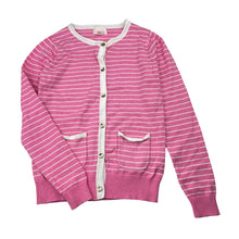 Load image into Gallery viewer, Girls Pumpkin Patch, pink &amp; white knitted cotton cardigan, GUC, size 7,  