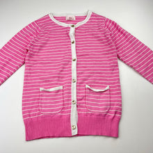 Load image into Gallery viewer, Girls Pumpkin Patch, pink &amp; white knitted cotton cardigan, GUC, size 7,  
