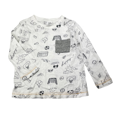 Boys Zara, cotton long sleeve tee / top, GUC, size 3-4,  