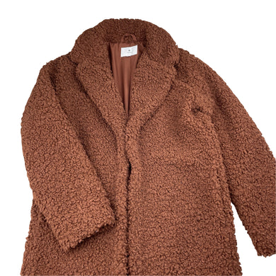 Girls Target, brown boucle open style jacket / coat, L: 70cm, EUC, size 10,  