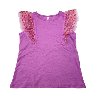 Girls KID, cotton tee / top, tulle & sequin trim, EUC, size 4,  