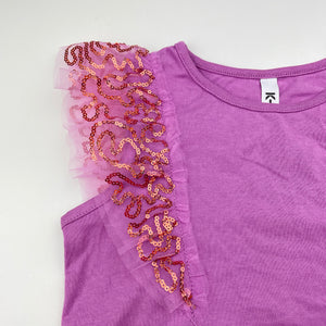 Girls KID, cotton tee / top, tulle & sequin trim, EUC, size 4,  