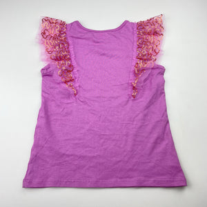 Girls KID, cotton tee / top, tulle & sequin trim, EUC, size 4,  