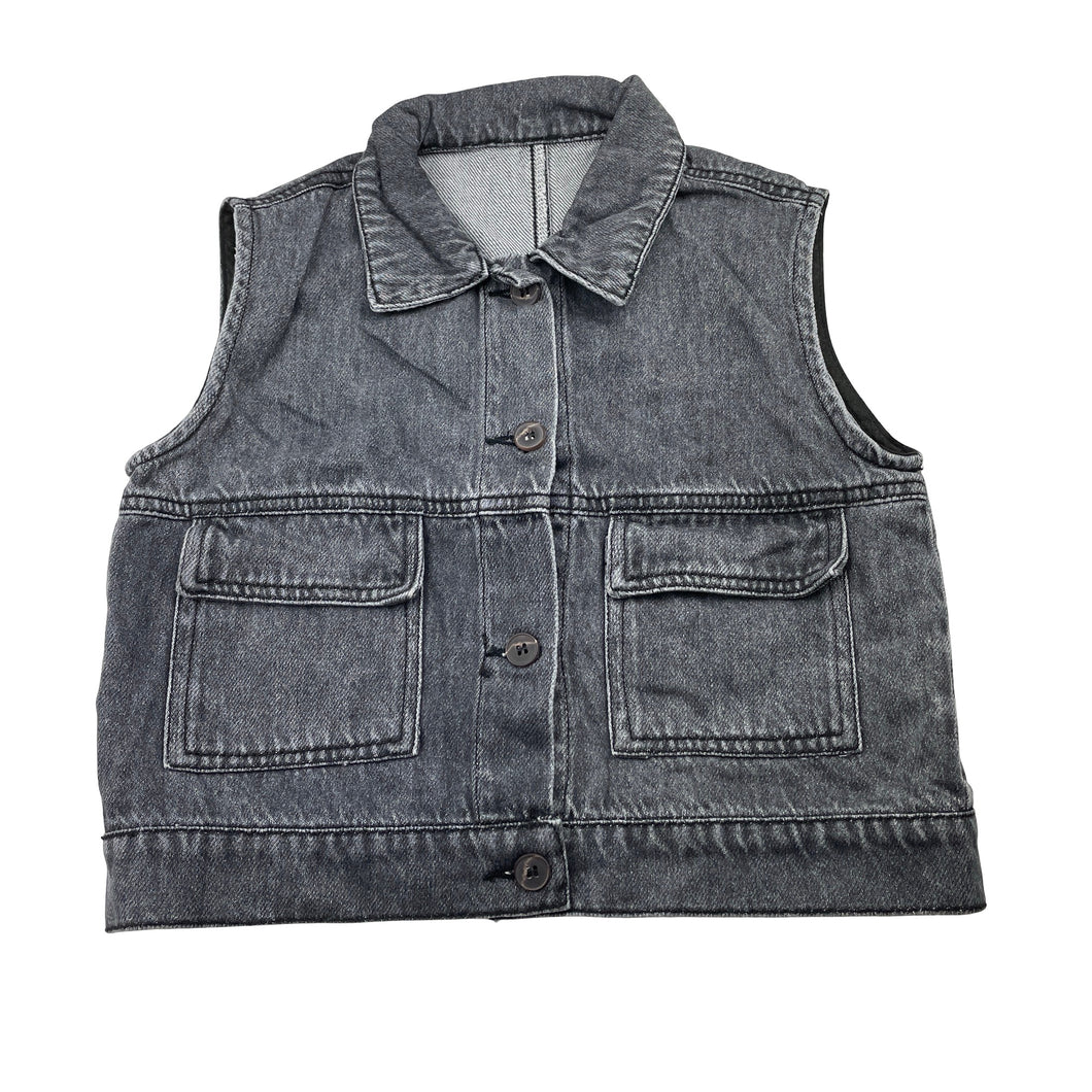 Boys grey, denim vest, L: 34cm, armpit to armpit: 36cm, GUC, size 3-4,  
