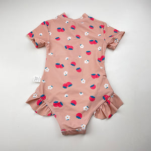 Girls NIDUO BEAR, pink swim one-piece, strawberries, EUC, size 2,  