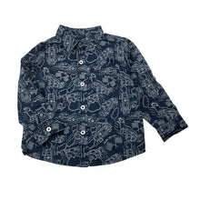 Load image into Gallery viewer, Boys Kids Headquarters, navy lightweight long sleeve shirt, racing cars, EUC, size 2,  
