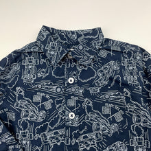 Load image into Gallery viewer, Boys Kids Headquarters, navy lightweight long sleeve shirt, racing cars, EUC, size 2,  