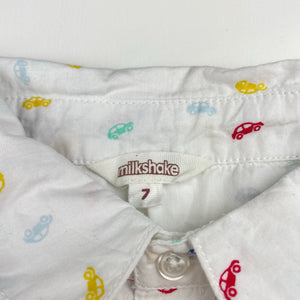Boys Milkshake, lightweight cotton short sleeve shirt, cars, GUC, size 7,  