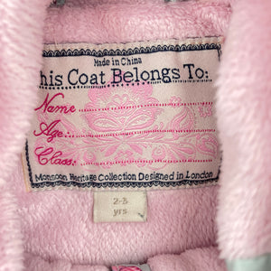 Girls Monsoon, fleece lined floral jacket / coat, light mark lower front, FUC, size 2-3,  