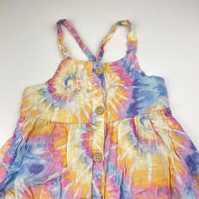 Load image into Gallery viewer, Girls KID, tie dyed linen/viscose summer dress, GUC, size 5, L: 58cm