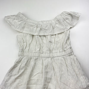 Girls Country Road, cotton lined metallic silver stripe dress, EUC, size 5, L: 56cm