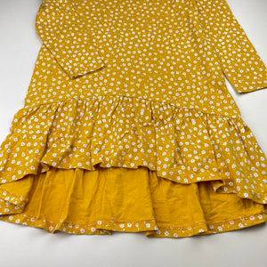 Girls Cotton On, yellow floral cotton long sleeve dress, EUC, size 8, L: 60cm at front