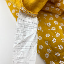 Load image into Gallery viewer, Girls Cotton On, yellow floral cotton long sleeve dress, EUC, size 8, L: 60cm at front