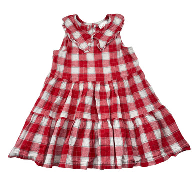Girls B&L, red & white checked cotton dress, GUC, size 1, L: 45cm